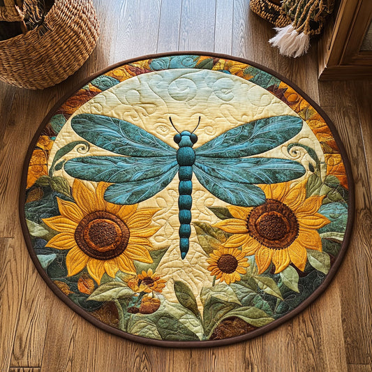 Sunflower Dragonly WY2404019CL Quilted Round Mat