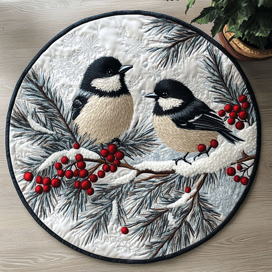 Snow Chickadees CW1306043CL Quilted Round Mat