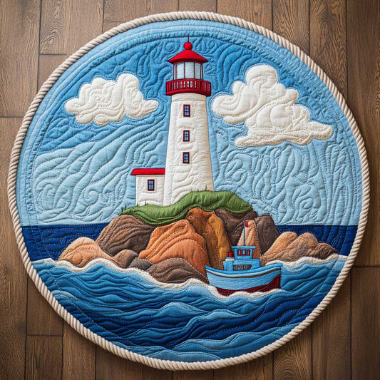 Harbor Lighthouse WN2503073CL Quilted Round Mat