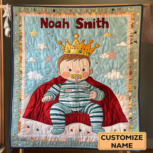 Twinkle Crown Prince WY2507028CL Personalized Baby Quilt
