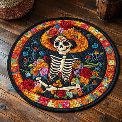Blooming Skull CM2905026CL Quilted Round Mat