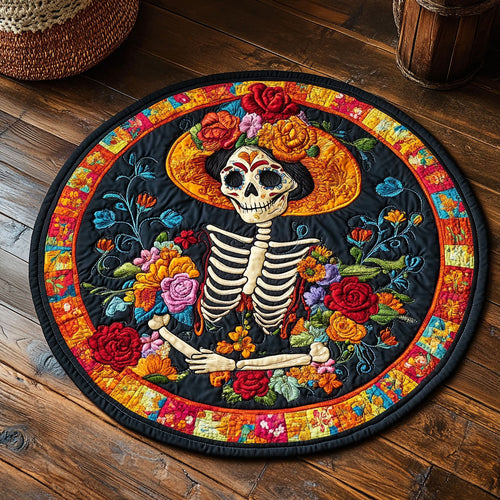 Blooming Skull CM2905026CL Quilted Round Mat