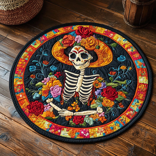 Blooming Skull CM2905026CL Quilted Round Mat
