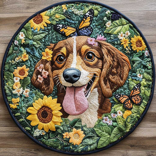 Dachshund In Bloom WN2804015CL Quilted Round Mat