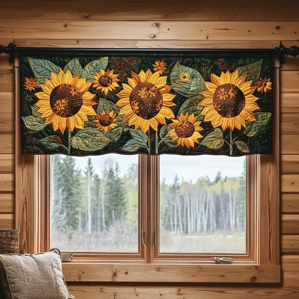 Vintage Sunflower WN1403087CL Quilted Valance