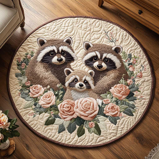 Floral Raccoon WN1803063CL Quilted Round Mat