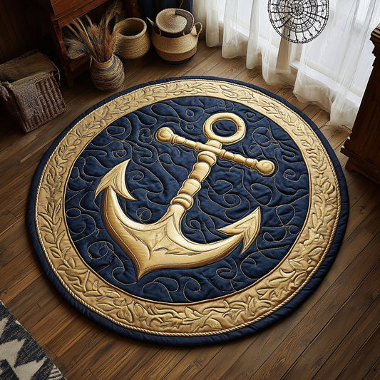 Blue Gold Anchor WY1106006CL Quilted Round Mat