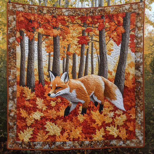 Fox Walking On Autumn Maple Leaves LT2109014CL Quilt