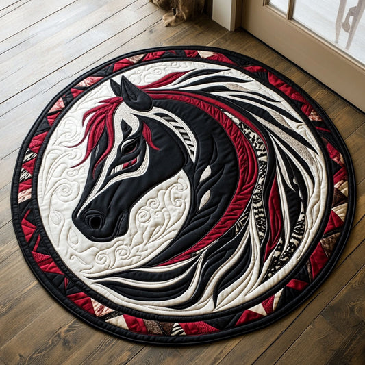 Red Black Horse WX2605049CL Quilted Round Mat