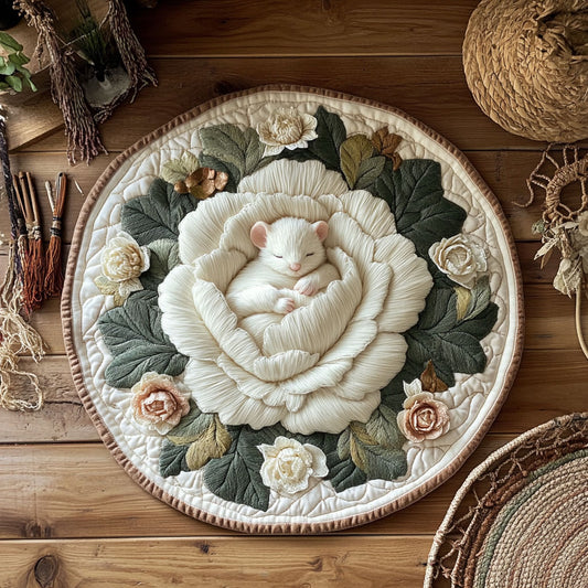 White Mouse WY2805050CL Quilted Round Mat