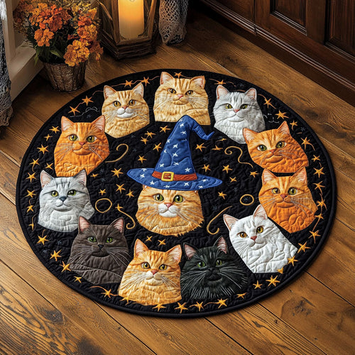 Witches Cats Circle WY0608009CL Quilted Round Mat