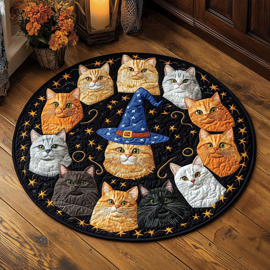 Witches Cats Circle WY0608009CL Quilted Round Mat