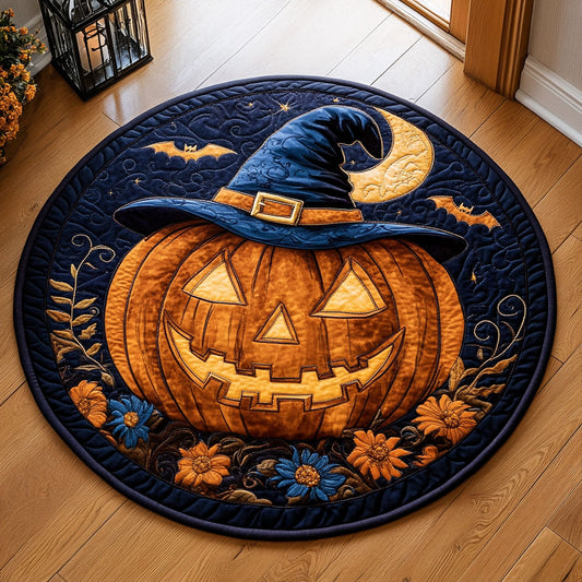 Celestial Halloween Pumpkin WY1508100CL Quilted Round Mat