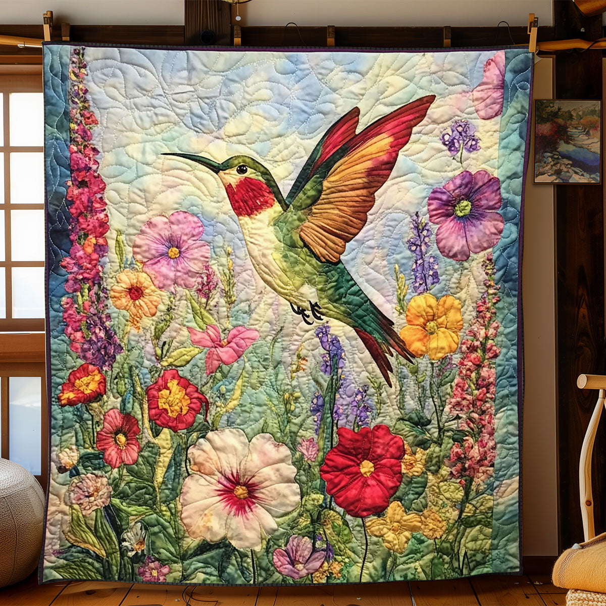 Flower Hummingbird WJ1703007CL Quilt