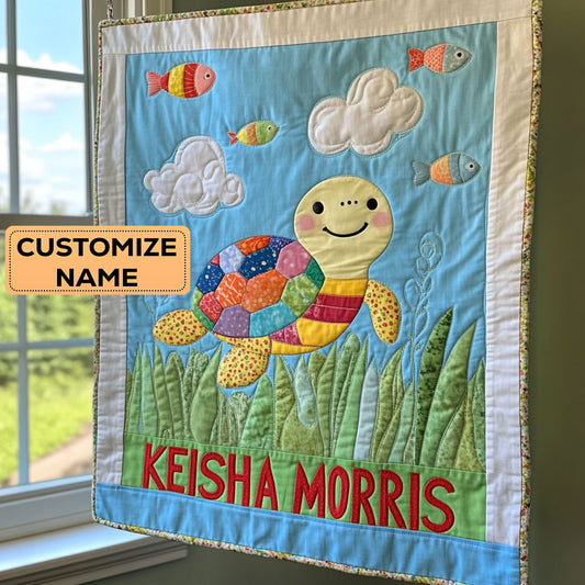 Happy Turtle CP2407029CL Personalized Baby Quilt