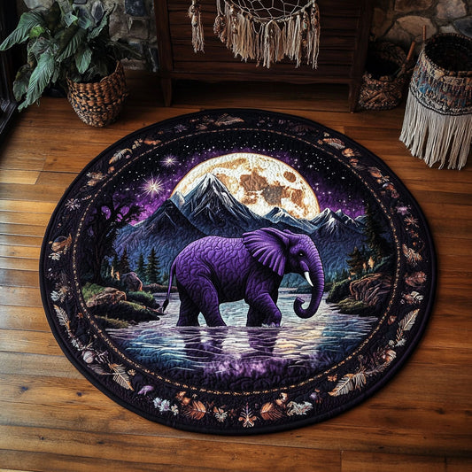 Glorious Moonlit Elephant WY1006014CL Quilted Round Mat