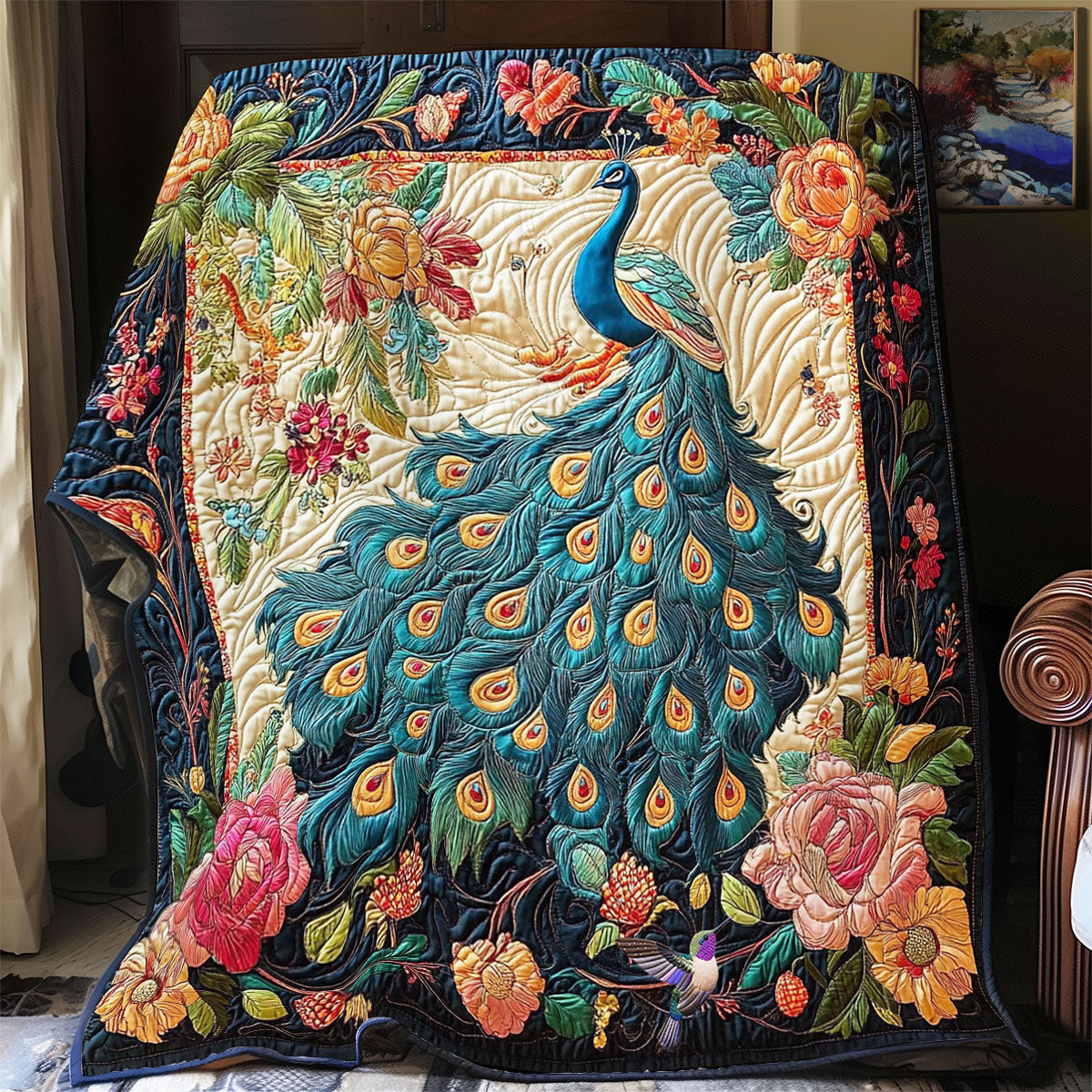 Flower Peacock WY2312028CL Quilt