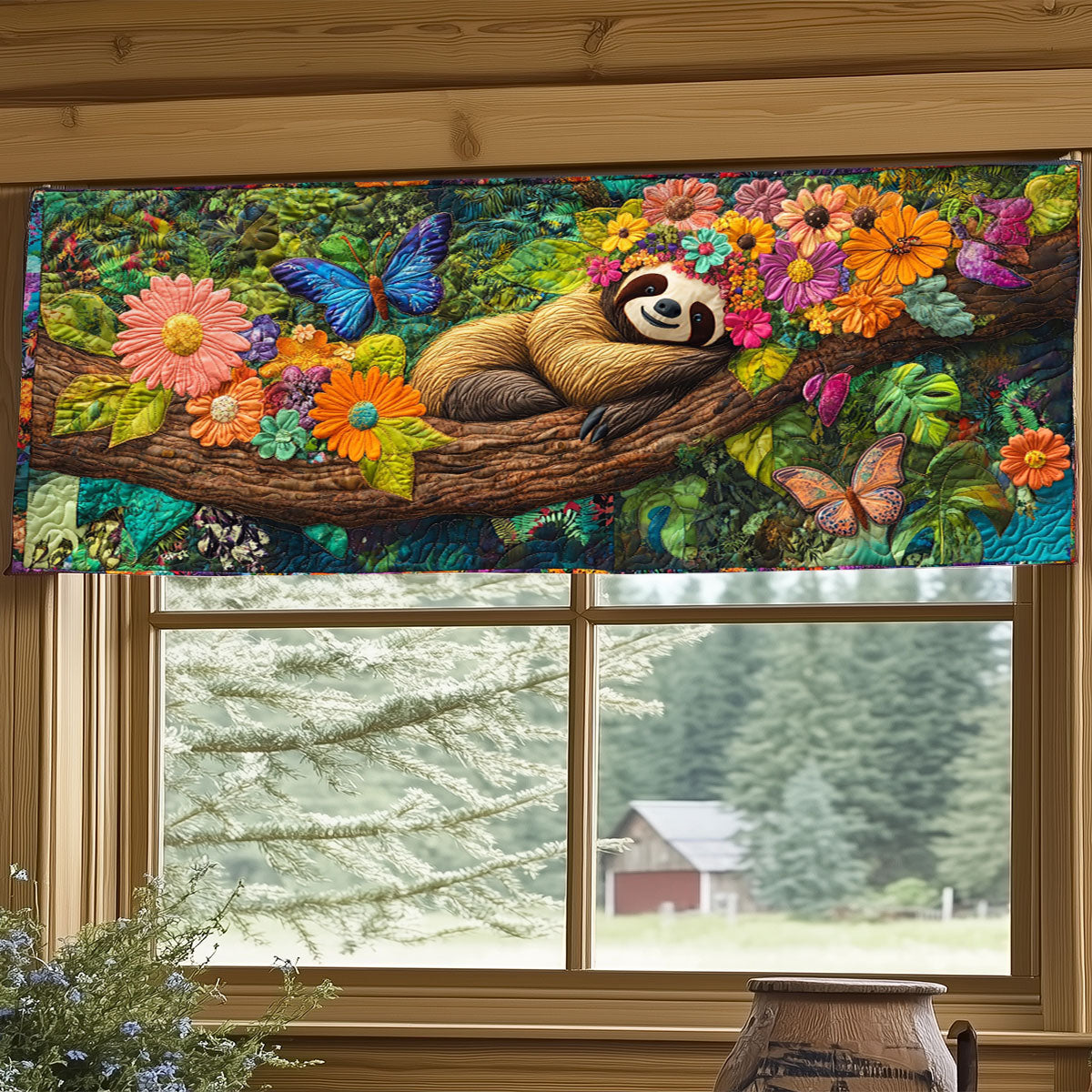 Tropical Sloth WJ1404045CL Quilted Valance