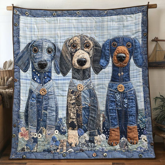 Dachshund And Daisies WN0207036CL Quilt