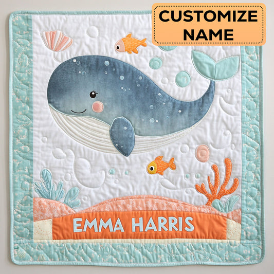 Little Whale Love CW2507016CL Personalized Baby Quilt