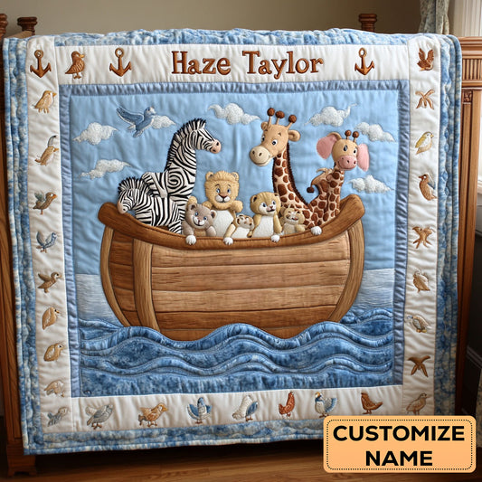 Sky Blue Ark WN2507068CL Personalized Baby Quilt