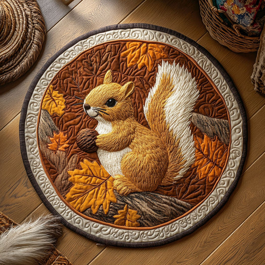 Nutty Forest WY1107028CL Quilted Round Mat