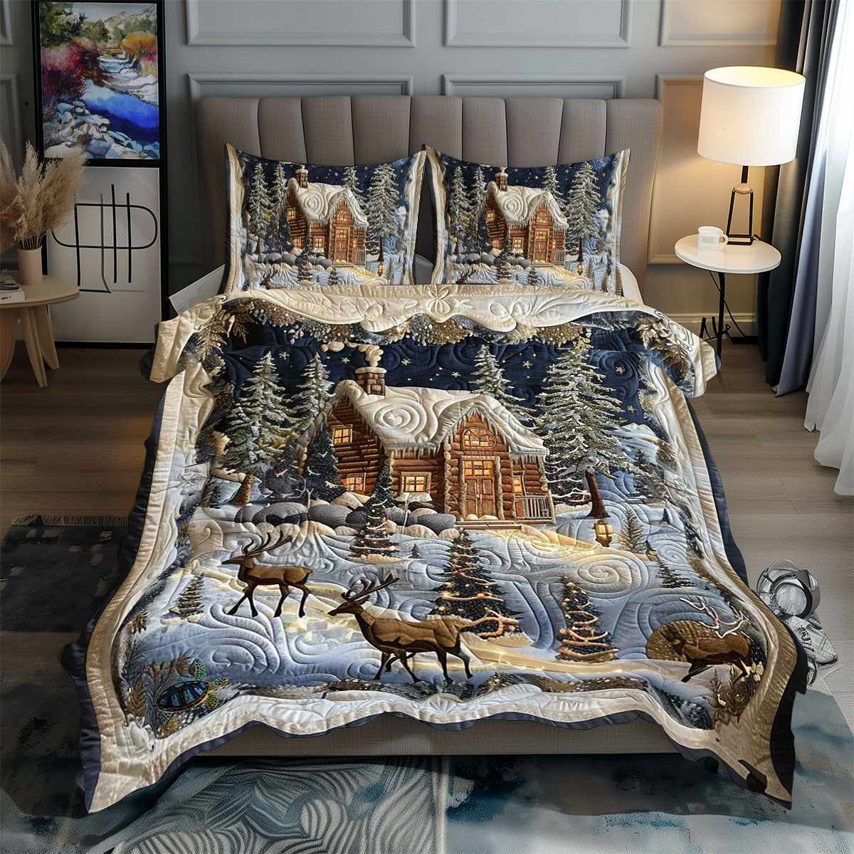 Christmas Night Wood House WP2311012CL Duvet Cover Set