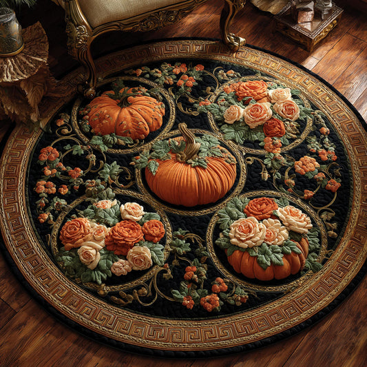 Golden Pumpkin Bloom CW0708027CL Quilted Round Mat