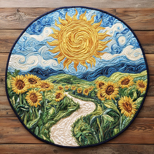 Sunflower Field WX1205030CL Quilted Round Mat