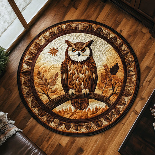 Golden Autumn Owl CW2907030CL Quilted Round Mat