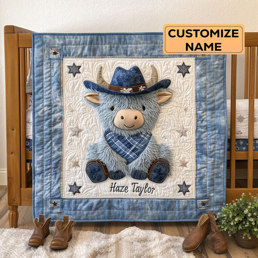 Blue Bandana Calf WN3007012CL Personalized Baby Quilt