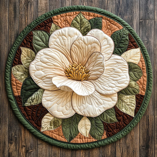 Magnolia Flower WX1205015CL Quilted Round Mat