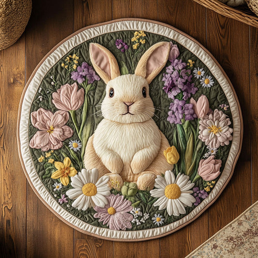 Floral Bunny CW2607023CL Quilted Round Mat