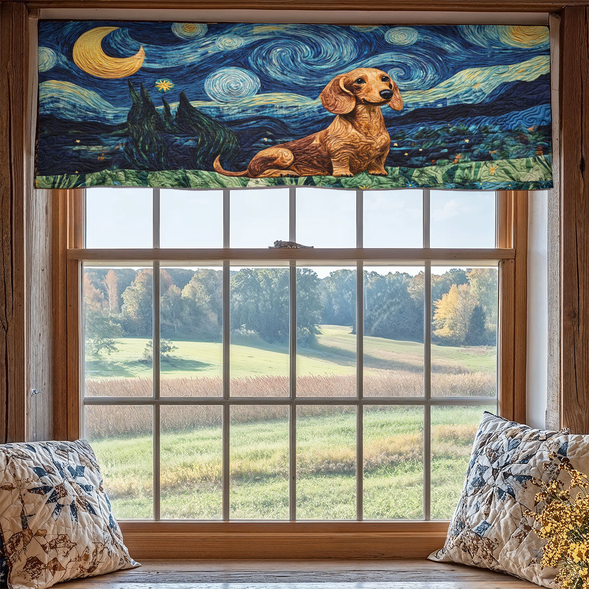 Dachshund Starry Night WX2205014CL Quilted Valance