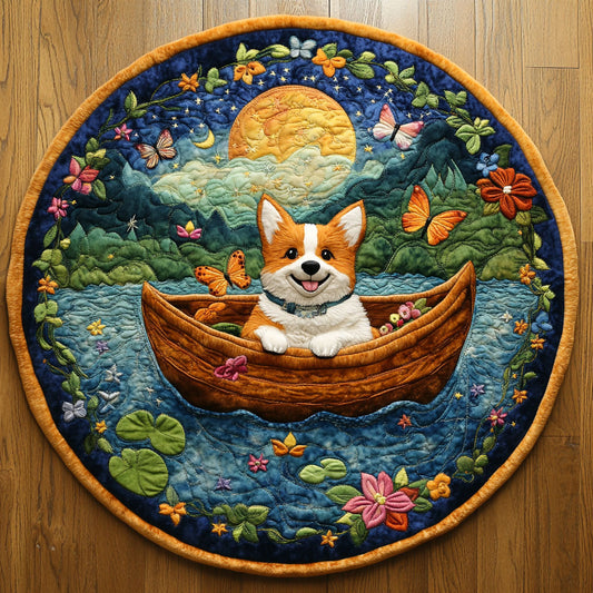 Butterfly Corgi WN2705004CL Quilted Round Mat