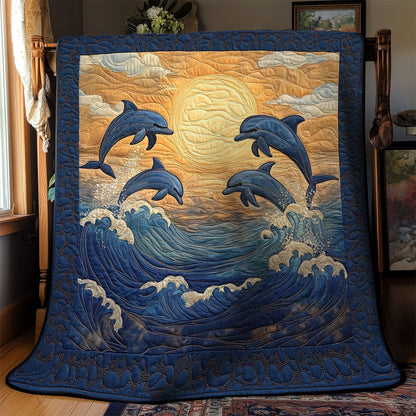 Dopphins In Sunset Sea WY2103052CL Quilt