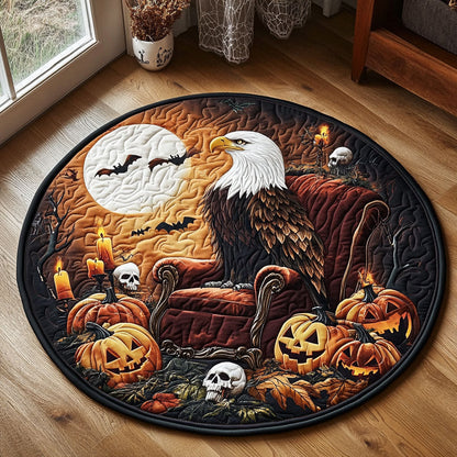 Eagle And Halloween Pumpkins WY2108027CL Quilted Round Mat
