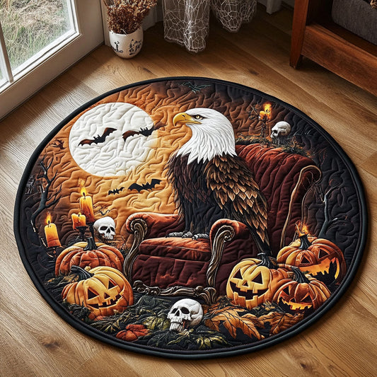 Eagle And Halloween Pumpkins WY2108027CL Quilted Round Mat