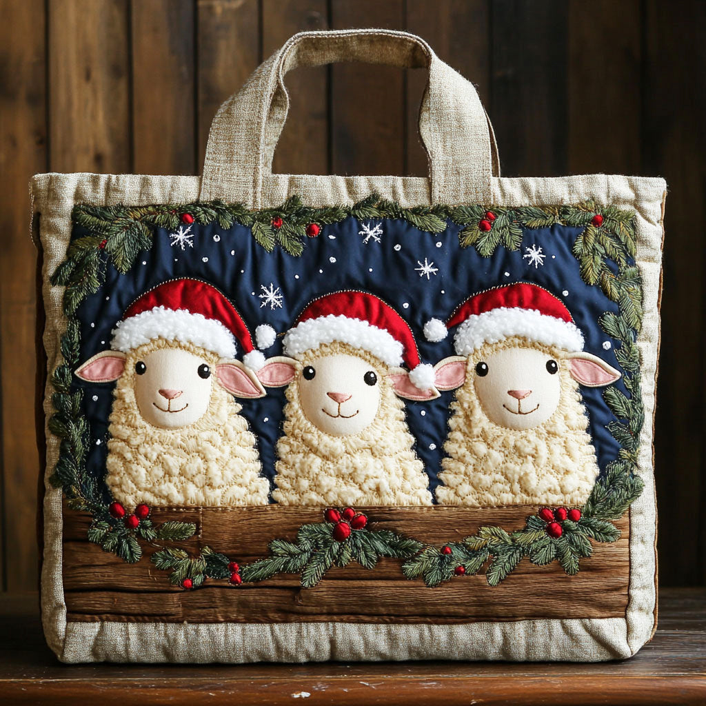Sheep Christmas CW1711055CL Quilted Tote Bag