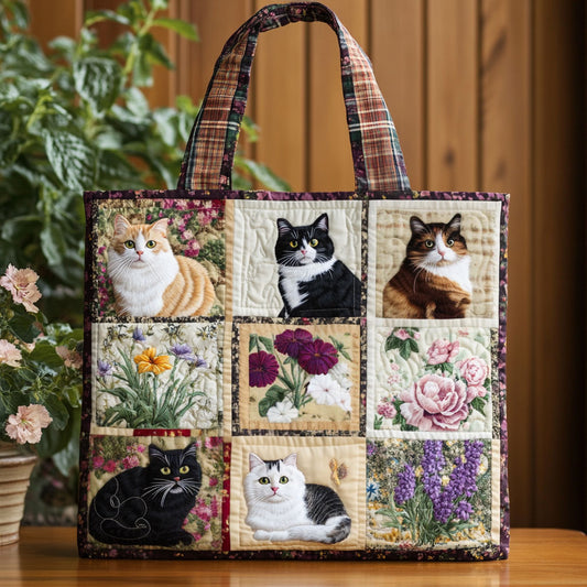 Meadow Joy Cat WN0611067CL Quilted Tote Bag