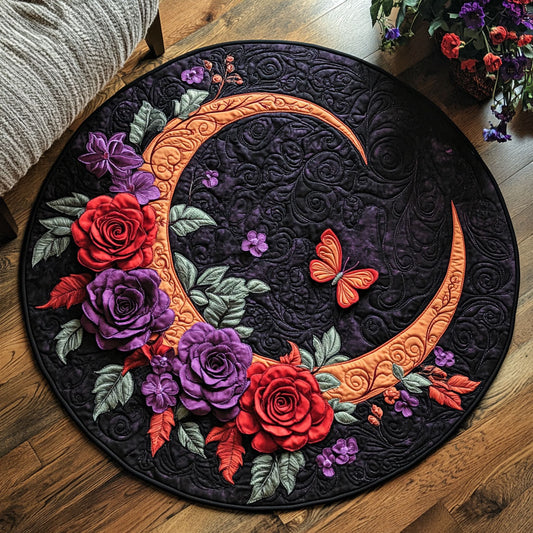 Red Rose Crescent WP0404007CL Quilted Round Mat