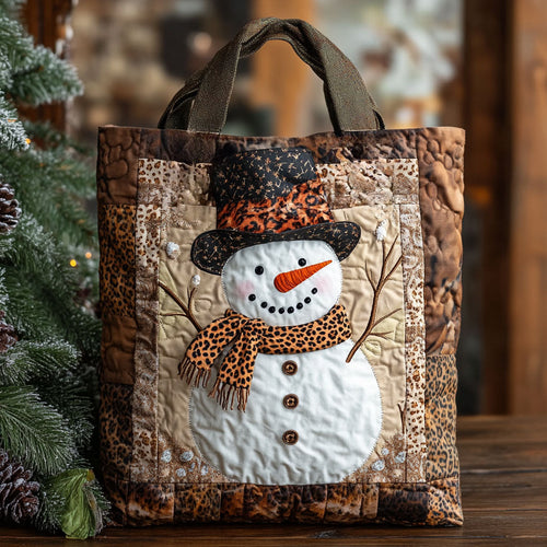 Rustic Snowman WN1411112CL Quilted Tote Bag