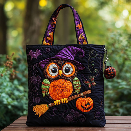 Pumpkin Owl Spell WN0310055CL Quilted Tote Bag