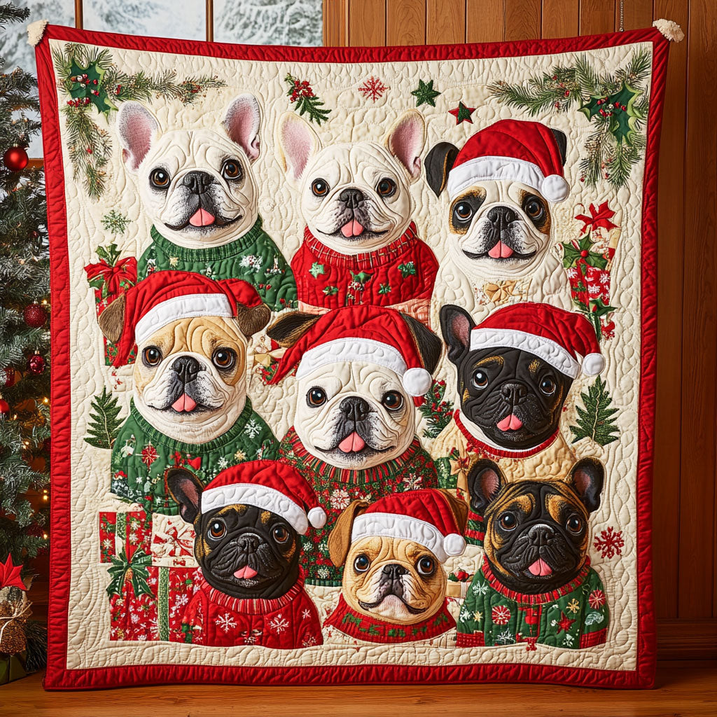 Christmas Bulldog Friend CW1411046CL Quilt