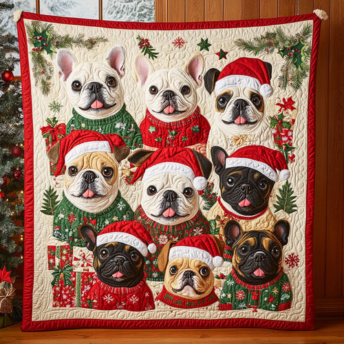 Christmas Bulldog Friend CW1411046CL Quilt