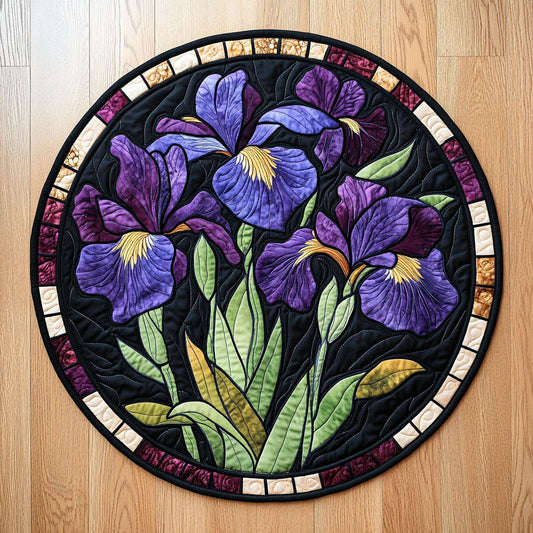 Midnight Iris Garden WX0307049CL Quilted Round Mat