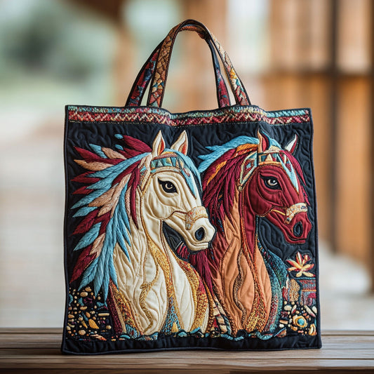 Native Horse Spirit CW0801013CL Quilted Tote Bag
