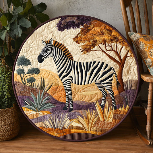 African Savannah Zebra WJ1904048CL Quilted Round Mat