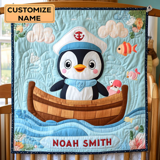 Sailor Penguin WY1807029CL Personalized Baby Quilt