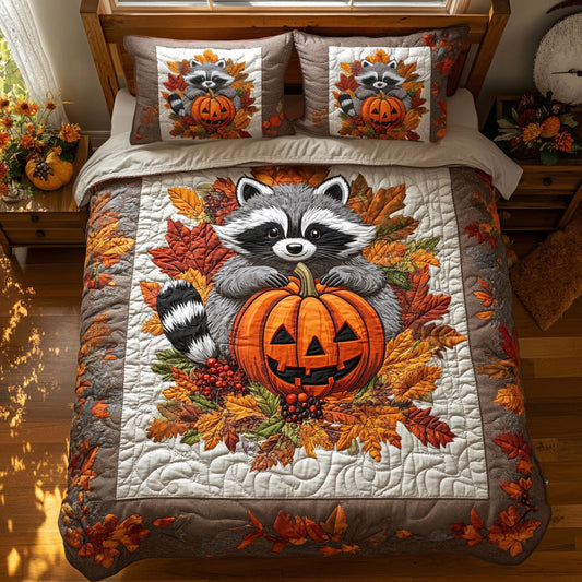 Halloween Autumn Forest Raccooon WY2608020CL Duvet Cover Set